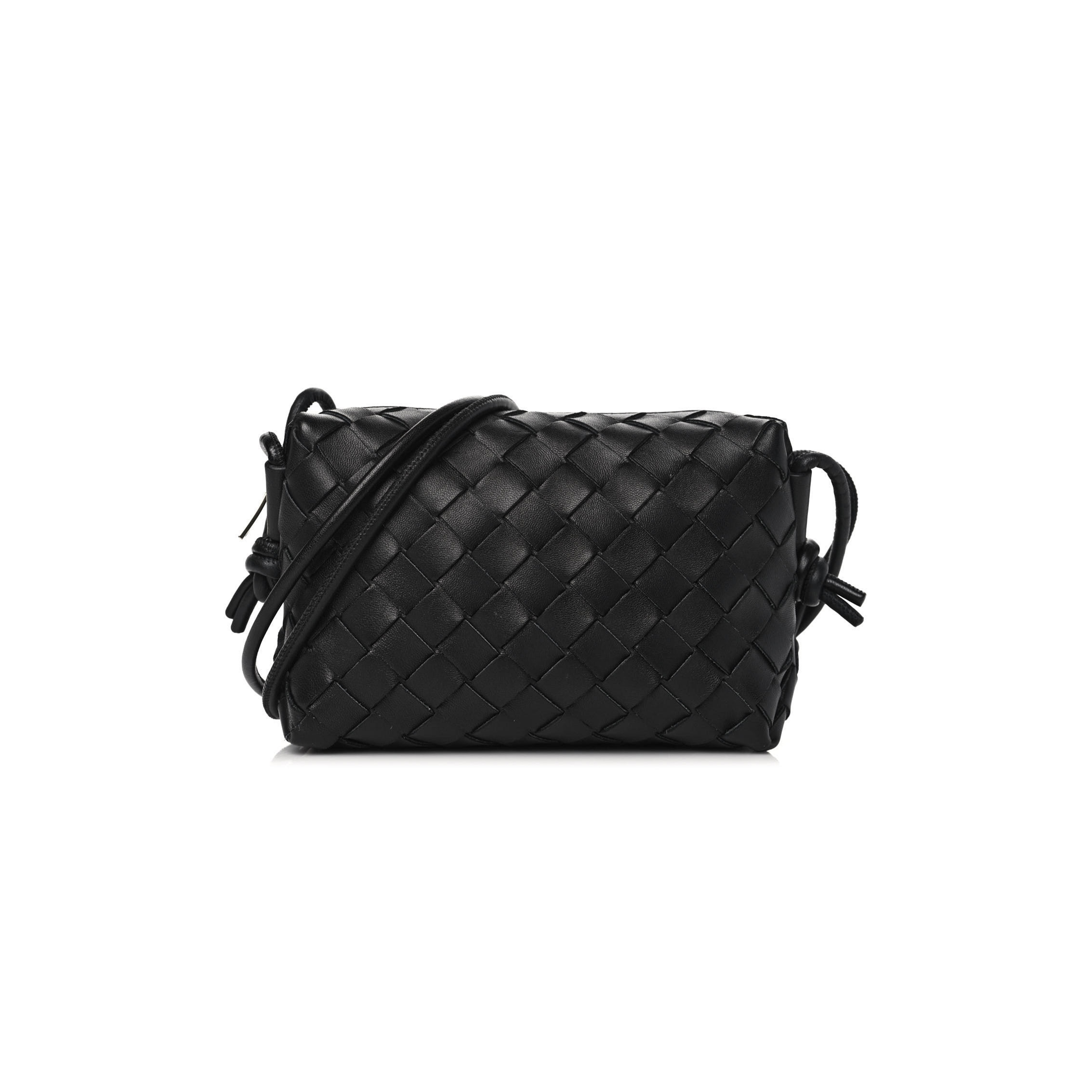 BOTTEGA VENETA NAPPA INTRECCIATO MINI LOOP CAMERA BAG BLACK (17*11*6cm)