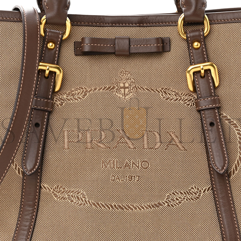 PRADA JACQUARD LOGO TOTE CORDA BRUCIATO (33*23*16cm)