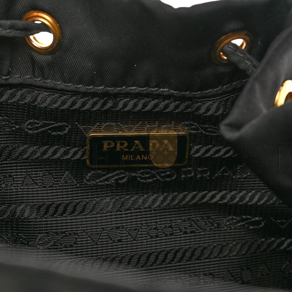 PRADA RE-NYLON DUET DRAWSTRING SHOULDER BAG BLACK (23*18*11cm)