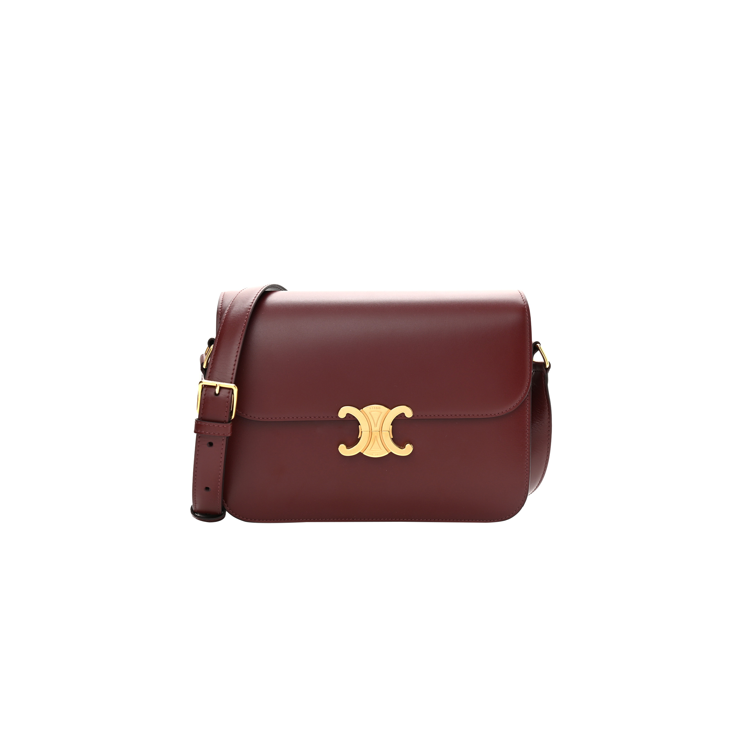 CELINE SHINY CALFSKIN MEDIUM TRIOMPHE LIGHT BURGUNDY  (23*15*5cm)