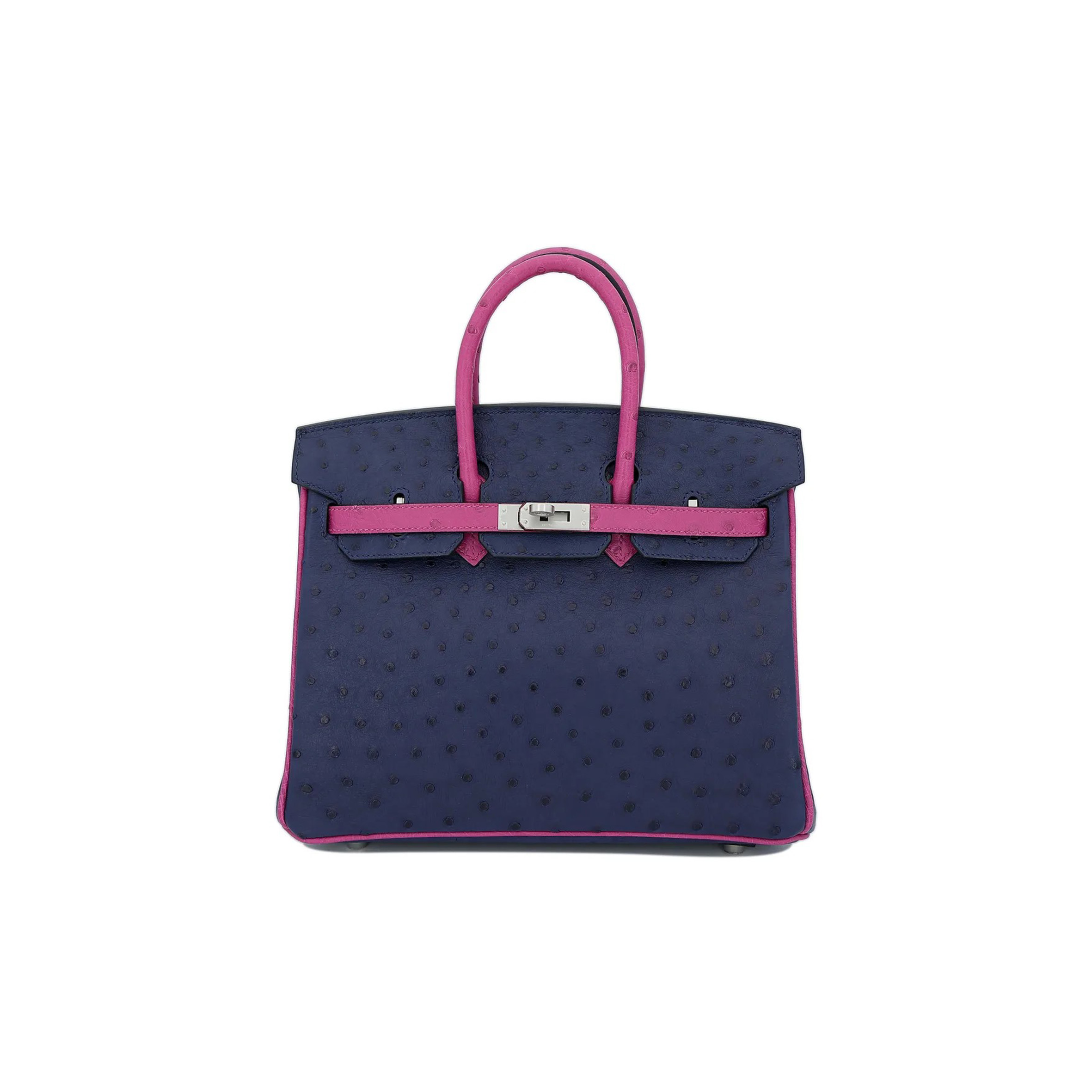 HERMES MASTER BIRKIN 30 OSTRICH LEATHER IRIS ROSE PURPLE SILVER BUCKLE BAG 1737634308 (30*23*15cm)