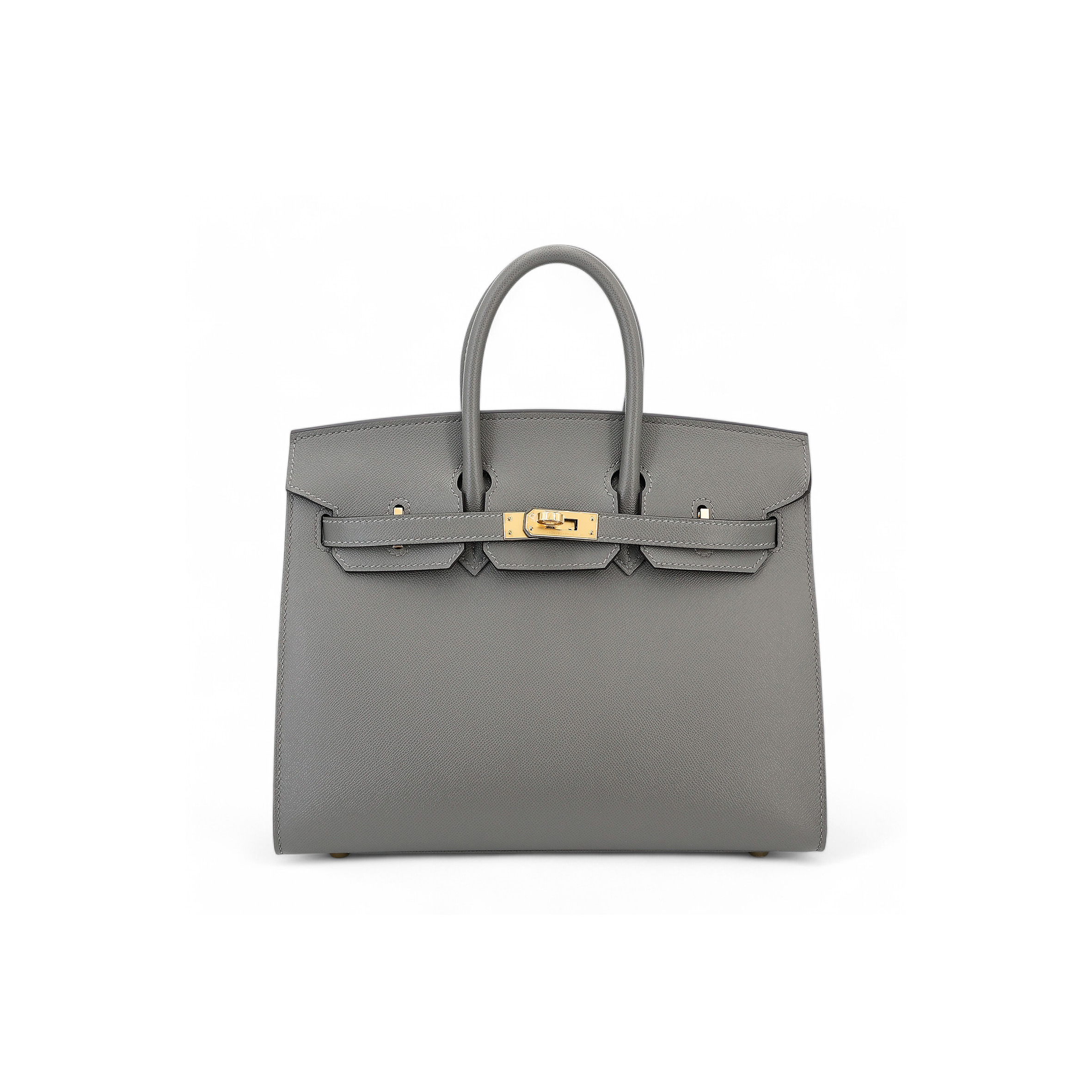 HERMES MASTER BIRKIN 25 OUTSEAM 0L GRIS MEYER CUMULONIMBUS GRAY LEATHER GOLD BUTTON 9117444335 (25*20*13cm)