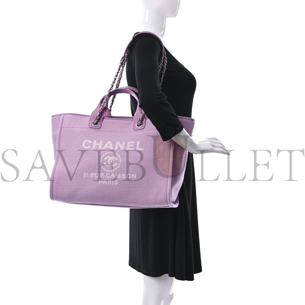 CHANEL MIXED FIBERS MEDIUM DEAUVILLE TOTE PINK (38*28*19cm)