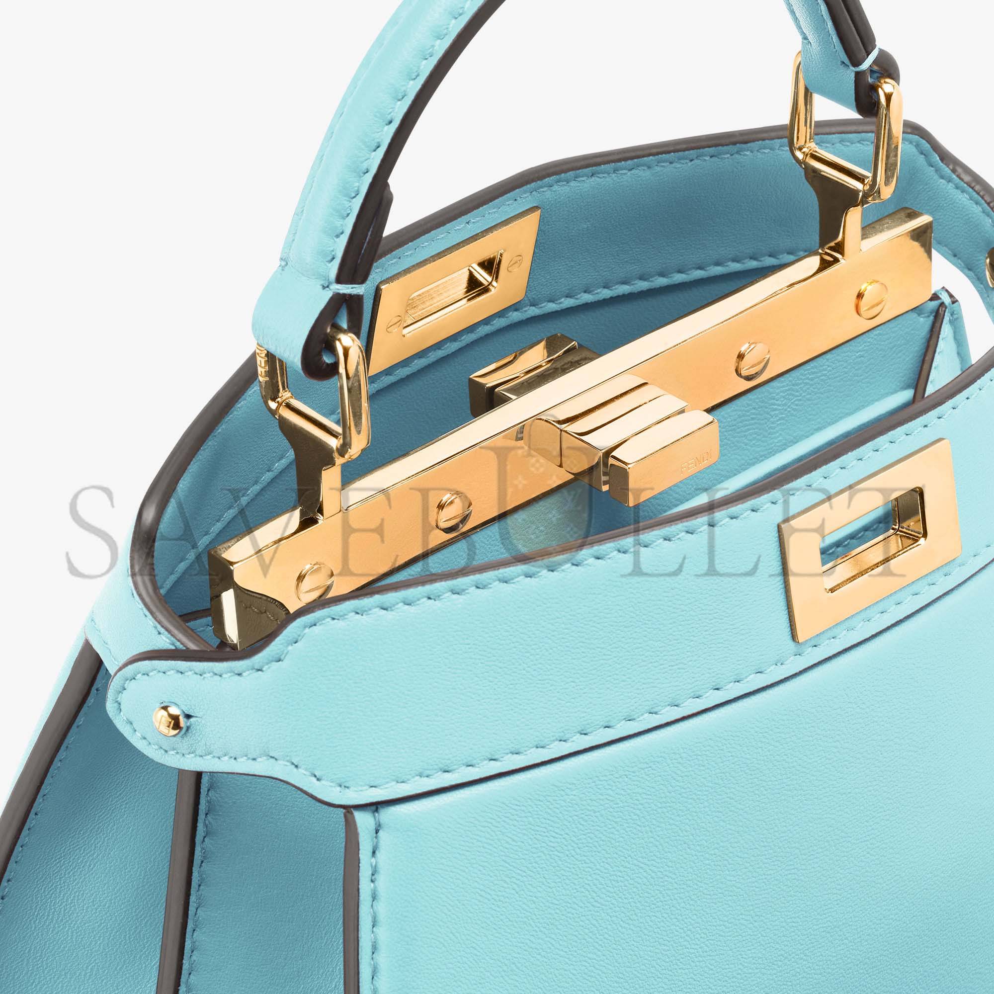 FENDI PEEKABOO ISEEU PETITE - TURQUOISE PADDED NAPPA LEATHER 8BN335ABVEF1JTX (20*15.5*11cm)