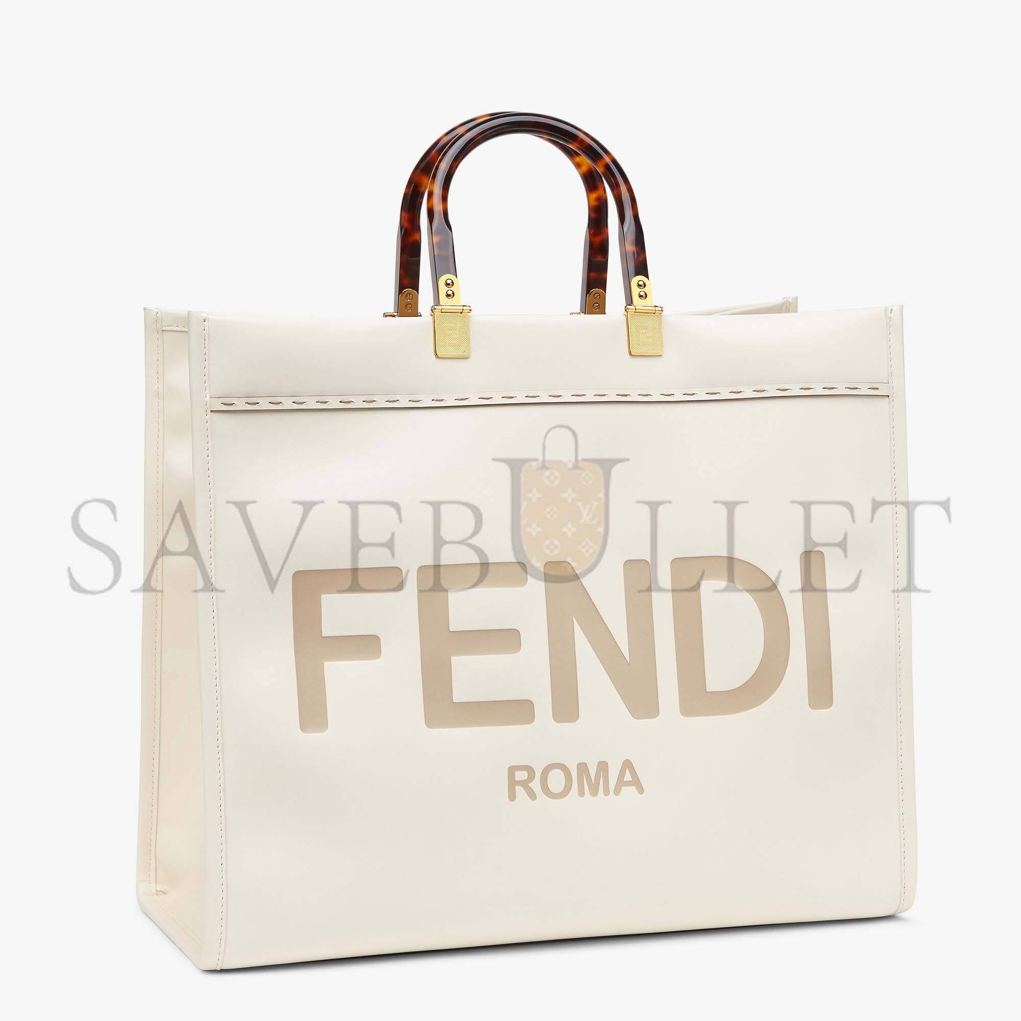 FENDI LARGE FENDI SUNSHINE - WHITE LEATHER SHOPPERX 8BH372ABVLF0K7E (40.5*35*21.5cm)