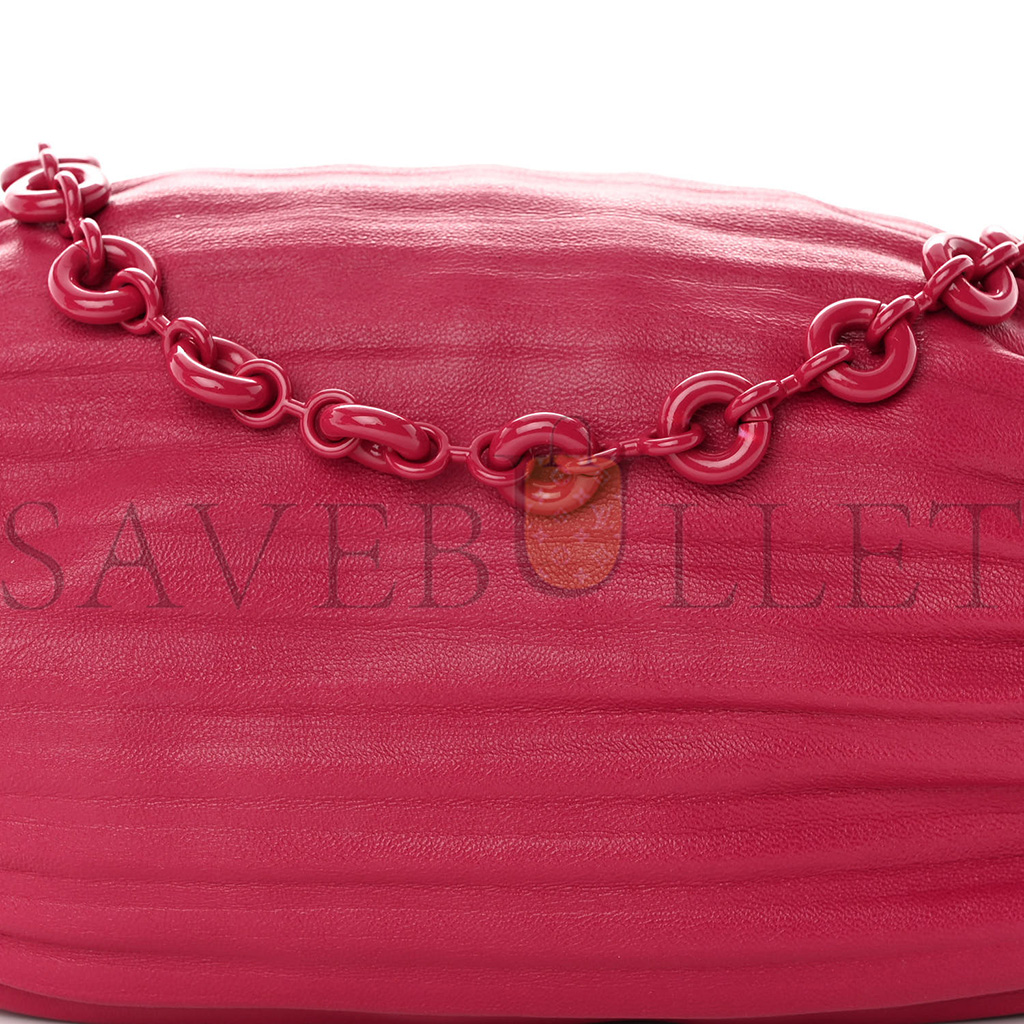 LOEWE LAMBSKIN PLEATED BRACELET POUCH SHOULDER BAG ROUGE BLOSSOMS (25*10*10cm)