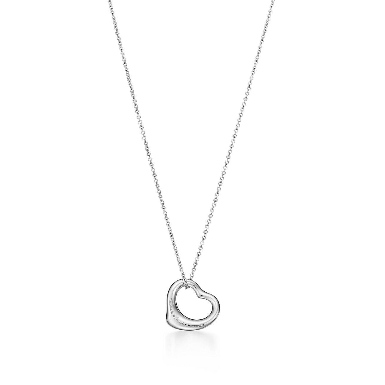 TIFFANY  ELSA PERETTI® OPEN HEART PENDANT IN PLATINUM WITH SAPPHIRES, 16 MM