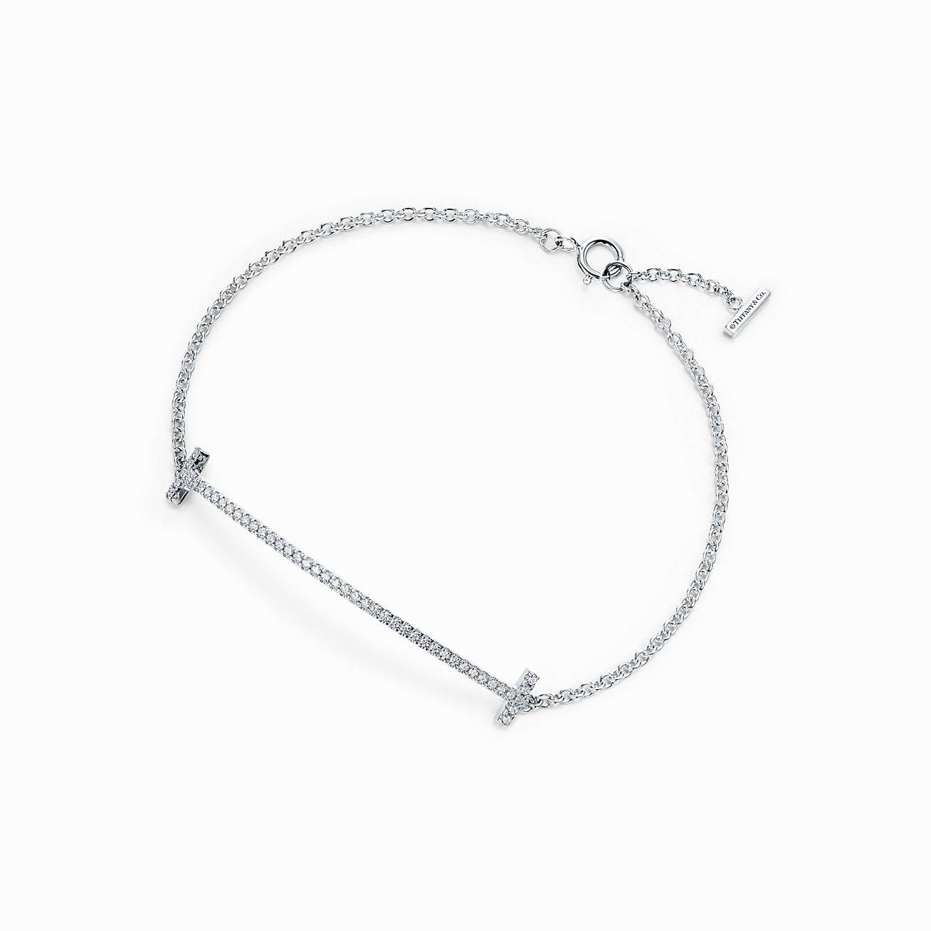 TIFFANY T SMILE BRACELET IN WHITE GOLD WITH DIAMONDS