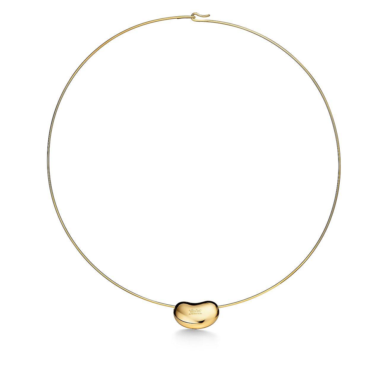 TIFFANY ELSA PERETTI® BEAN® DESIGN WIRE NECKLACE IN GOLD WITH PAVÉ DIAMONDS, 20 MM