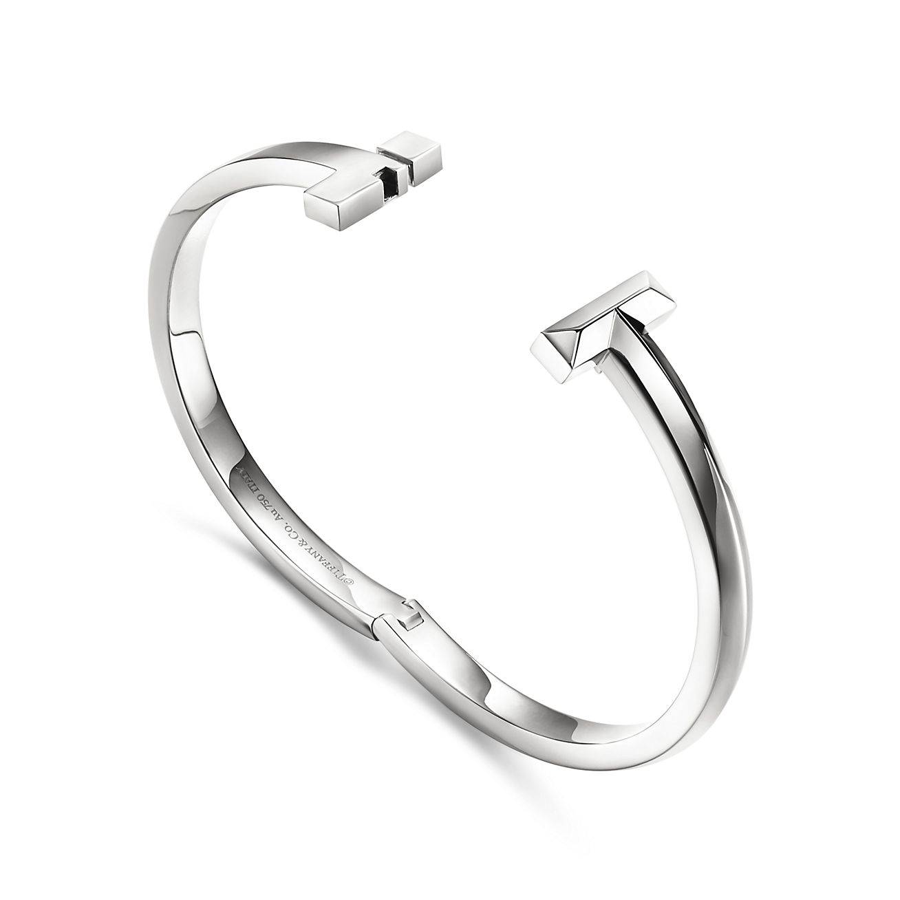 TIFFANY T T1 HINGED BANGLE IN WHITE GOLD, WIDE