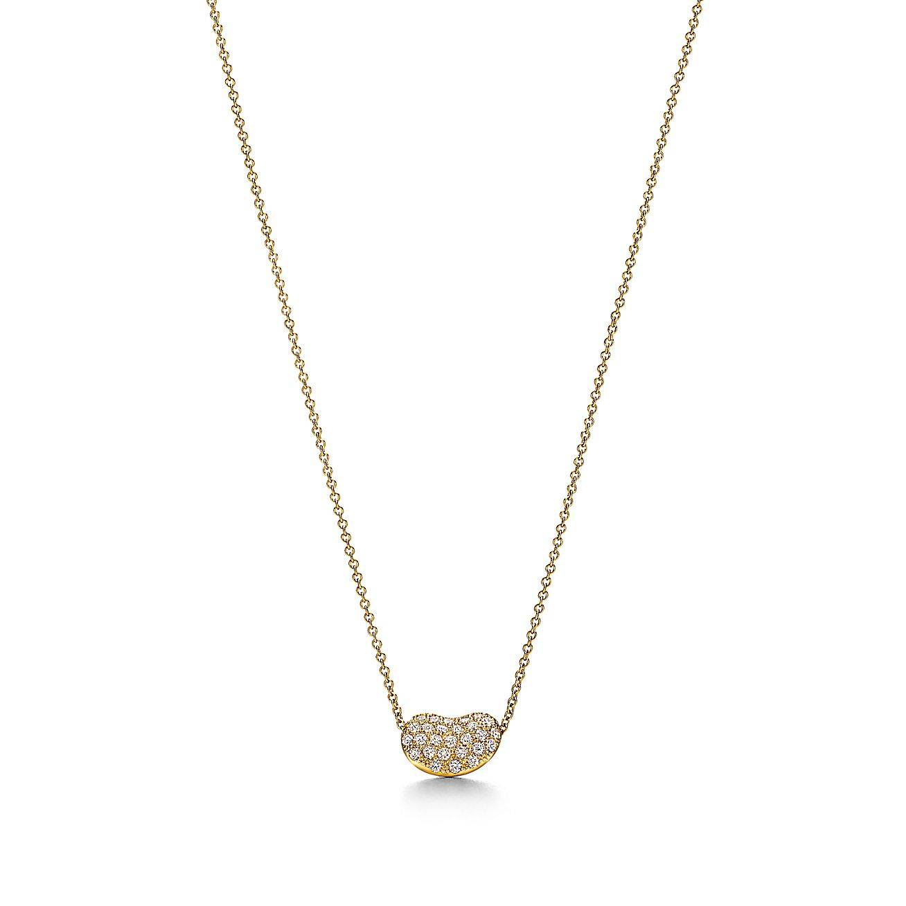 TIFFANY ELSA PERETTI® BEAN® DESIGN PENDANT IN YELLOW GOLD WITH PAVÉ DIAMONDS, 12 MM