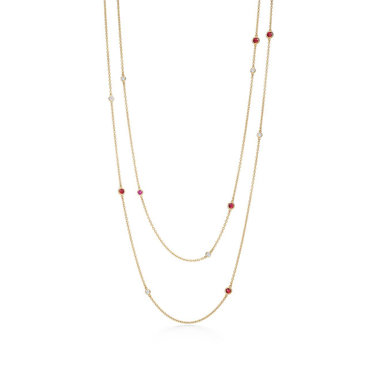 TIFFANY Elsa Peretti® Color by the Yard Sprinkle Necklace in Gold with Rubies and Diamonds