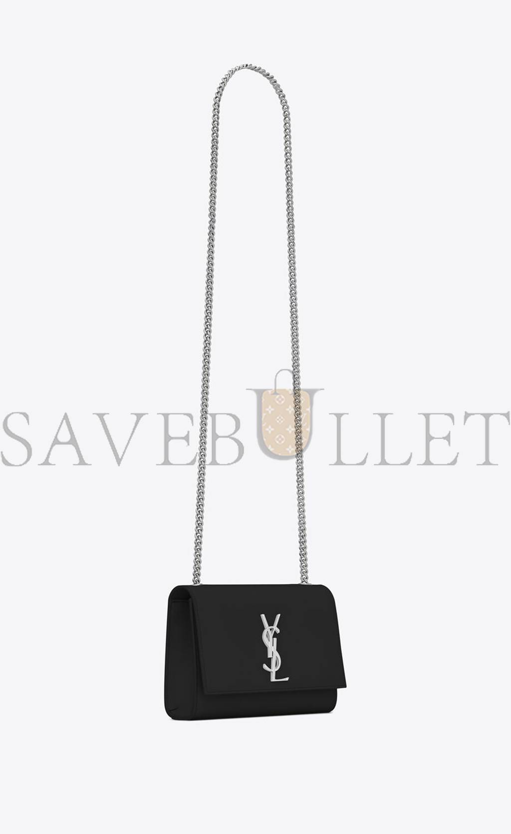 YSL KATE SMALL CHAIN BAG IN GRAIN DE POUDRE EMBOSSED LEATHER 469390BOW0N1000 (20*12.5*5cm)