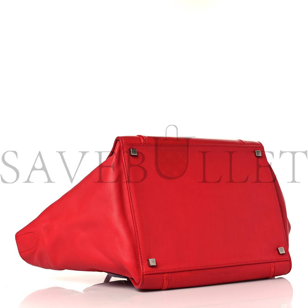 CELINE SUPPLE CALFSKIN MEDIUM PHANTOM LUGGAGE VERMILLION (29*28*25cm)