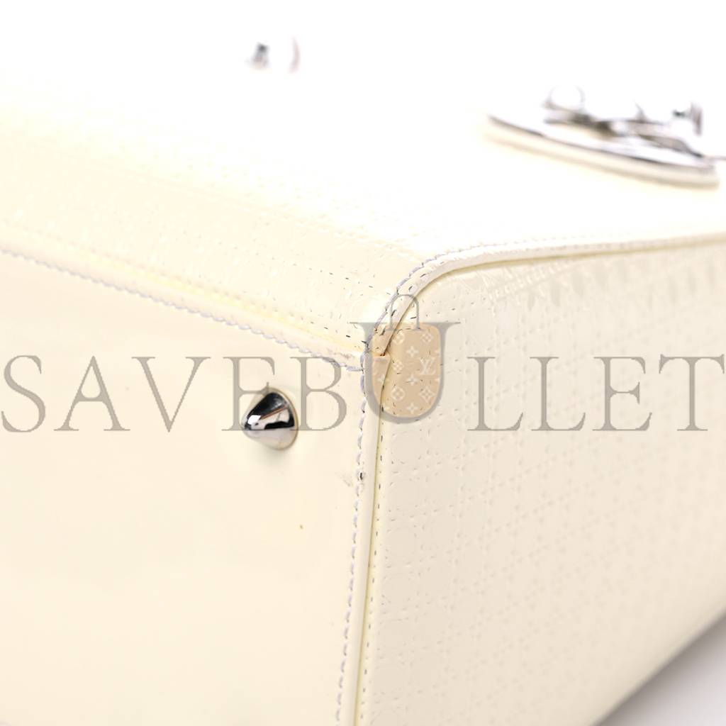 DIOR PATENT MICRO-CANNAGE MINI LADY DIOR WHITE (23*21*12.1cm)