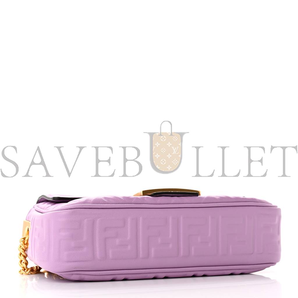 FENDI NAPPA SMALL FF EMBOSSED MIDI CHAIN BAGUETTE VIOLETTA (23*13*6cm)