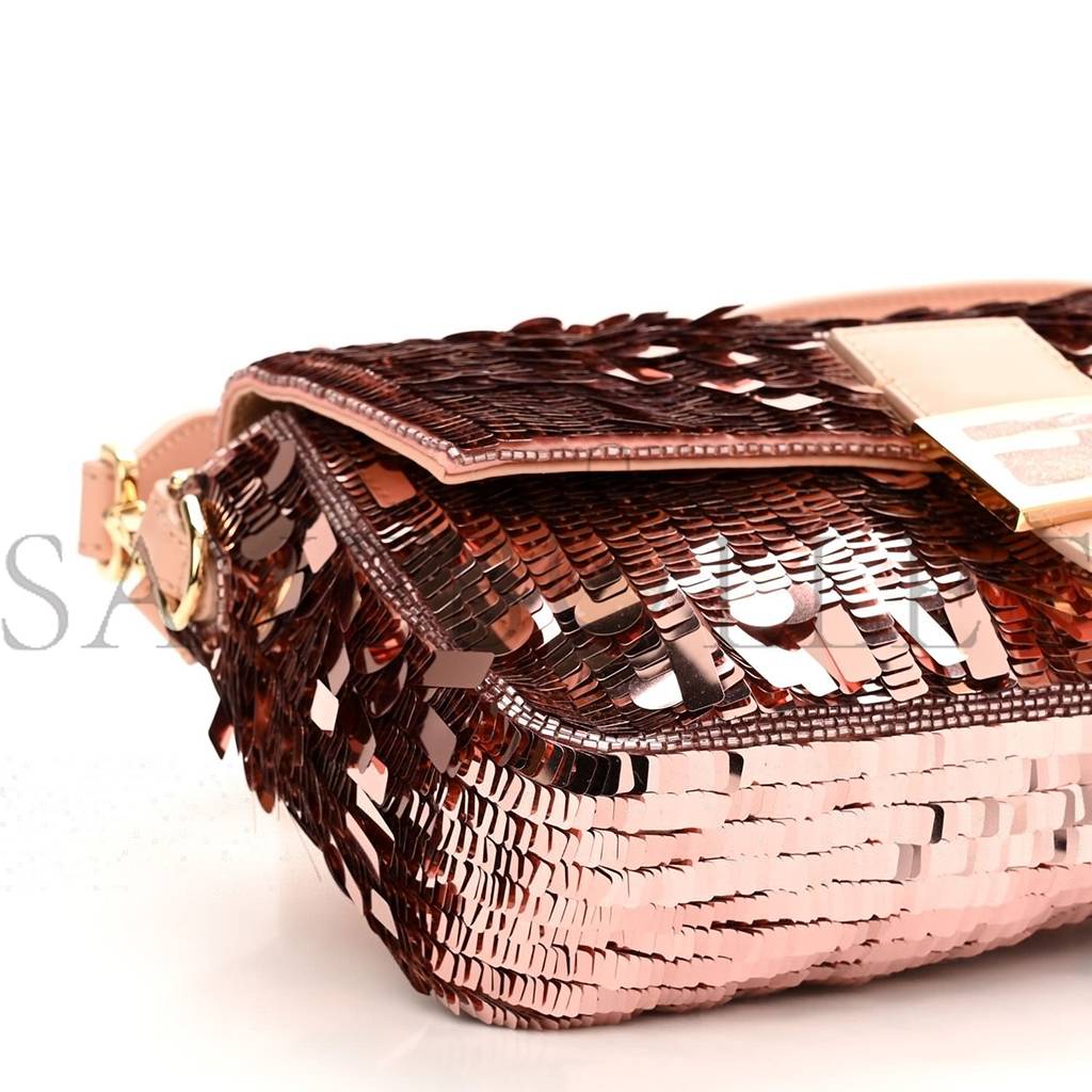 FENDI SEQUIN PAILLETTES VITELLO GRACE SEX AND THE CITY BAGUETTE BABY PINK (27*15*6cm)