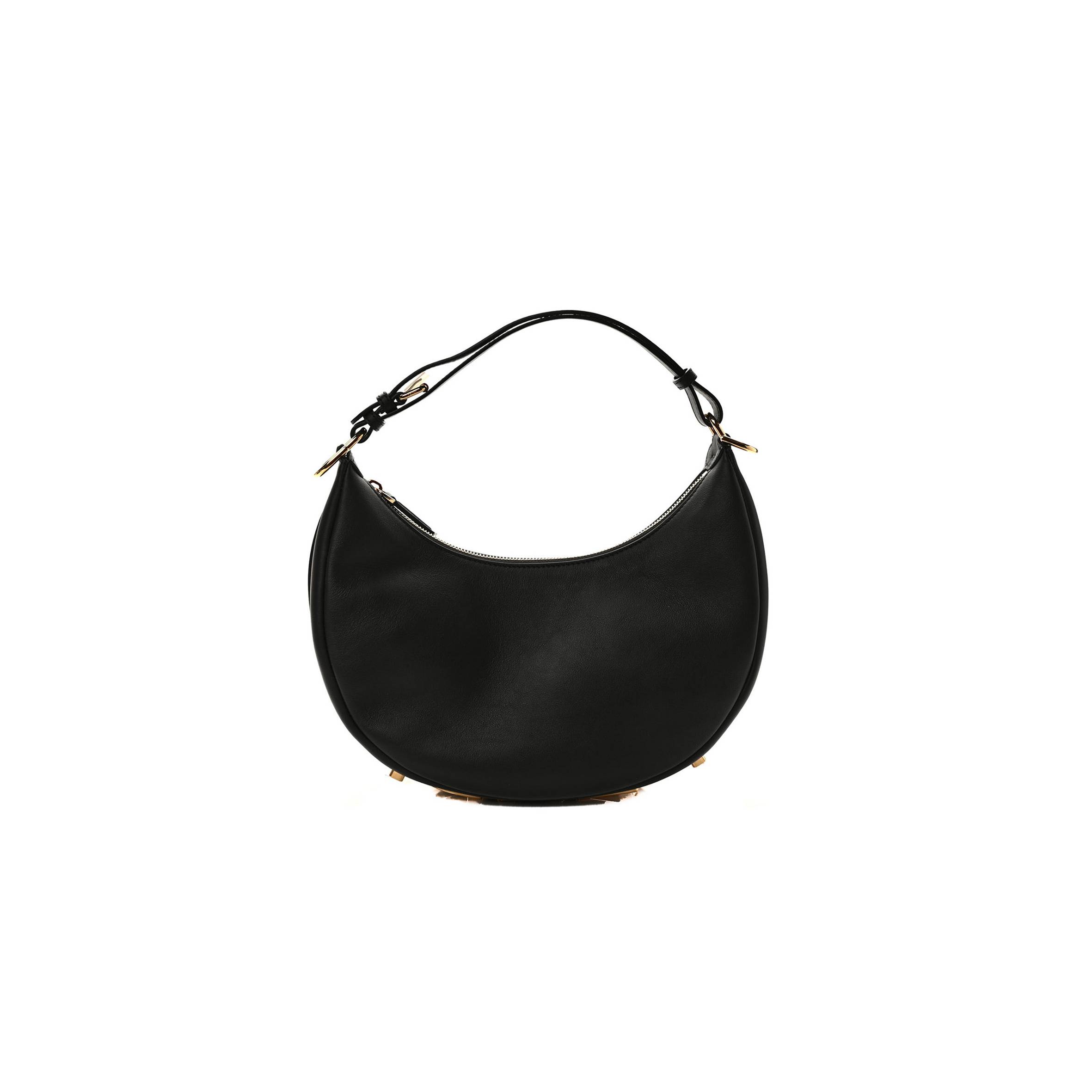 FENDI VITELLO GRACE MATTE SMALL FENDIGRAPHY HOBO BAG BLACK (22*17*10cm)